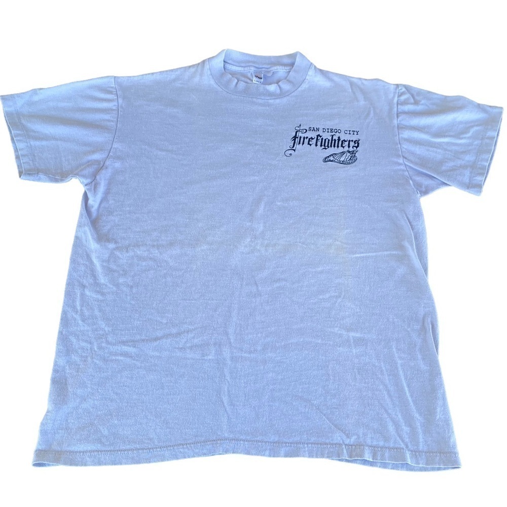 Vintage Stedman Hi-Cru San Diego City Firefighters T-Shirt Large Made‎ in USA